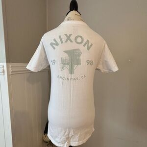 Nixon White Printed Logo T-Shirt Size S